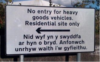 Welsh road sign